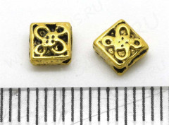 (СКИДКИ!!!) Бусина 03 Квадратная 6,5*6*3мм античное золото (литьё) (10шт.)