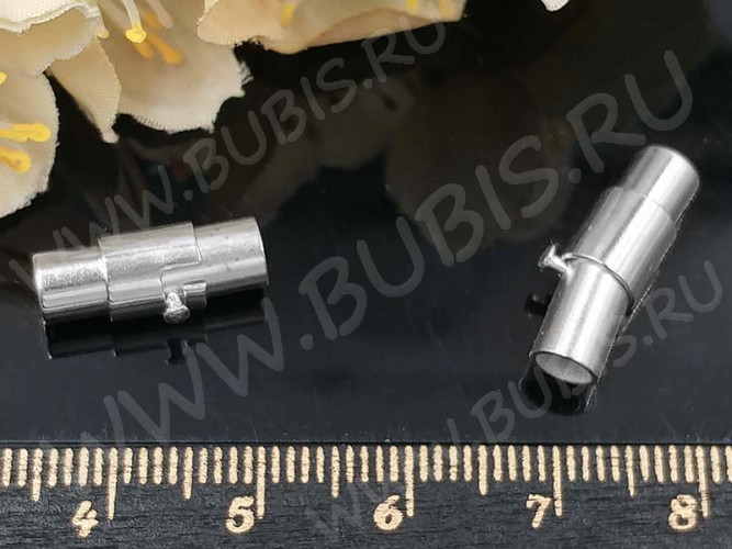 Магнитный замочек №36 слайдер лифт для вклеивания 4мм 16*7*6мм серебристый (Brass)