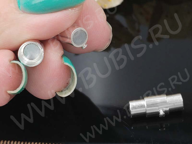 Магнитный замочек №36 слайдер лифт для вклеивания 4мм 16*7*6мм серебристый (Brass)