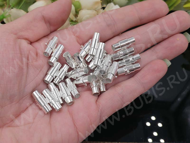 Магнитный замочек №36 слайдер лифт для вклеивания 4мм 16*7*6мм серебристый (Brass)