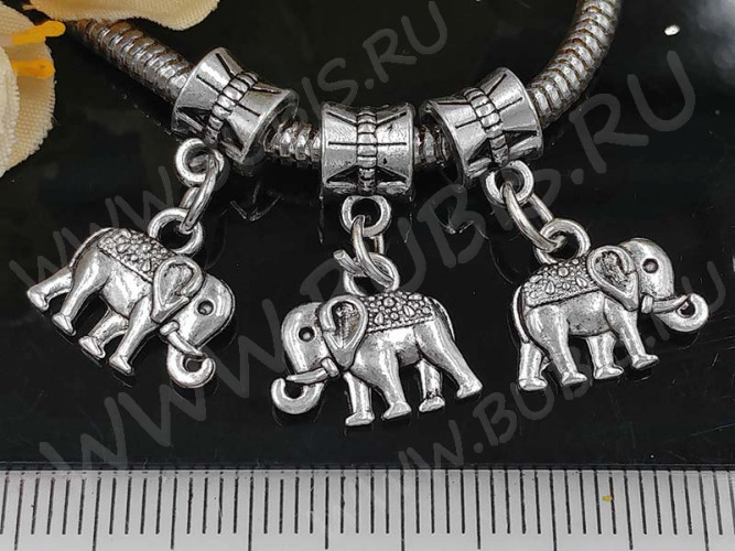 Бейл с подвеской Пандора 46 Слон 24*14*7мм античное серебро (Pandora Style)