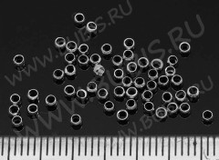 Зажимные бусины 02 округлые 2*2*1,2мм цвет платины (Brass) (2г. ок.160шт.)
