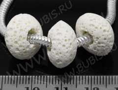 Бусина Пандора 071 Рондель каменный 16*16*9мм Лава белая молочная (камни) (Pandora Style)