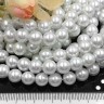 Купить (ОПТ) Бусина "жемчуг" округлая МАЙОРКА 8мм белая жемчужная (стекло) (НИТЬ) с доставкой по России