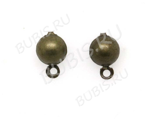 Пуссеты ("гвоздики") №004 с полусферой и петелькой 14*7*0,6мм античная бронза (Iron) (10 пар)