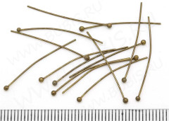 Штифт с ШАРИКОМ 26*0,5мм античная бронза (Brass) (20шт.)