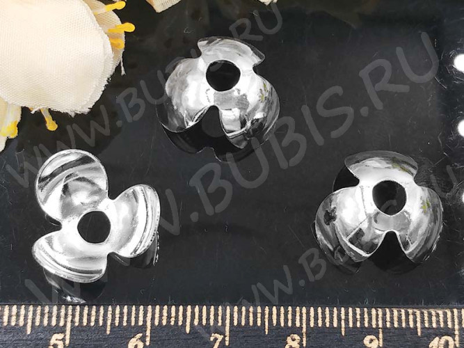 268 Шапочка простая 33 большая плотная 16*16*10мм серебристая (LUX Китай) (Brass)