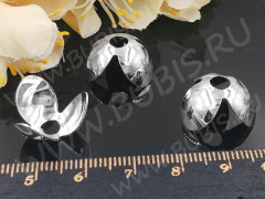 268 Шапочка простая 33 большая плотная 16*16*10мм серебристая (LUX Китай) (Brass)