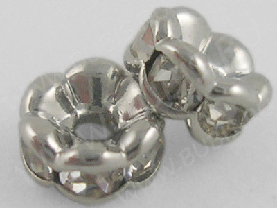 Рондель со стразами 13 4*4*2мм цвет платины с прозрачными стразами (Brass)