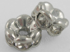 Рондель со стразами 13 4*4*2мм цвет платины с прозрачными стразами (Brass)