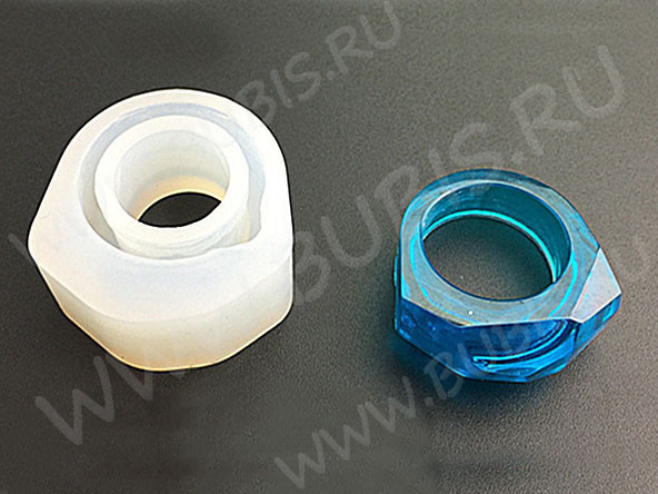 Молд 071 для эпоксидной смолы Кольцо Перстень с гранями 30*29*14,5мм (силикон)