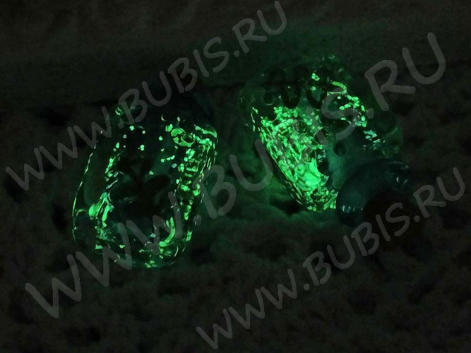 Бутылочка 19 с пробкой Флакончик со светонакопительным песком 0,5мл 29*16*13мм т.голубая (Lampwork)