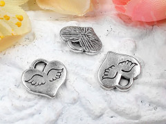 (СКИДКИ!!!) Подвеска Сердечко 74 с крылышками 10*9,5*1,3мм античное серебро (литьё) (10шт.)