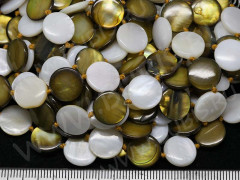 Бусина Круг 05 перламутр 11,5*11,5*3мм микс бело-болотный (перламутр и ракушки) (10шт.)