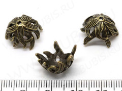 179 Шапочка-чашечка 3D &quot;винтажная&quot; 16,5*16,5*10мм античная бронза (литьё)