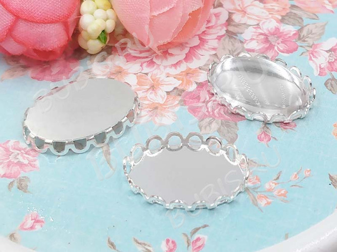 Кабошон стеклянный 42 Овал 45*35*8,5мм прозрачный (стекло)