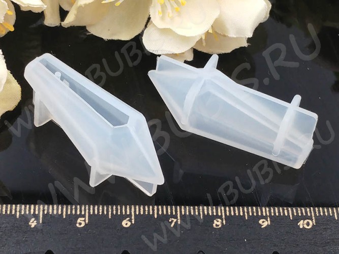 Молд 115 для эпоксидной смолы с боковой заливкой Кристалл Пуля гранёная 42*17*15мм (силикон)