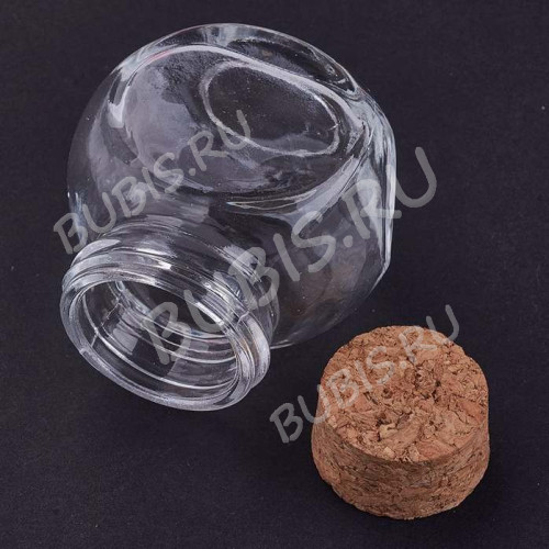 Бутылочка 81 фигурная с пробкой Крупная 64*54*33мм прозрачная (стекло)