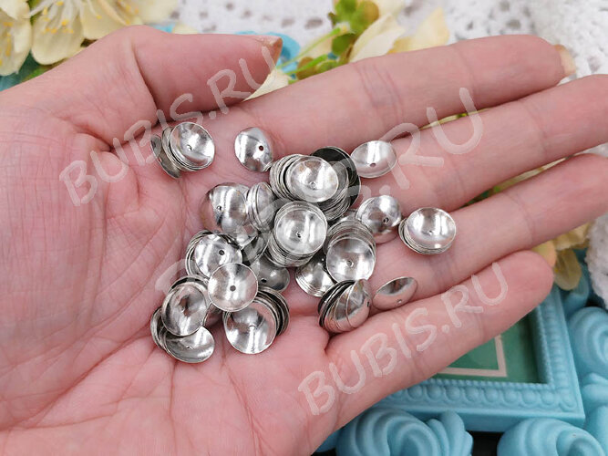 (СКИДКИ!!!) Шапочка тонкая 102 простая 39 сплошная 10*10*1,9мм цвет платины (Iron) (20шт.)