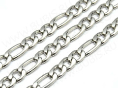 Цепочка S33 Ювелирная сталь Фигаро фигурное звено 9-12,5*6*2мм цвет платины (Хирургическая сталь) (50см)