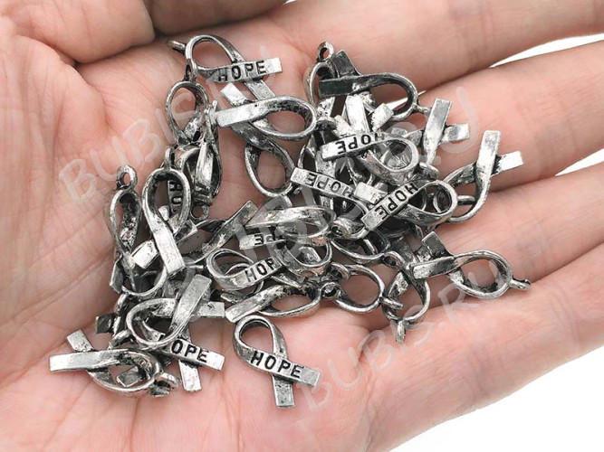 Подвеска Ленточка Hope 18*7,5*3мм античное серебро (литьё) (10шт)