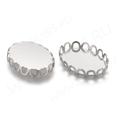 Подвеска-сеттинг Овал 63 коннектор (сеттинг 18*13мм) 19*14*2,5мм цвет платины (Хирургическая сталь)