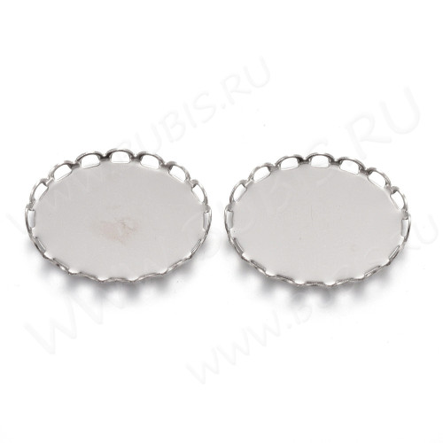 Подвеска-сеттинг Овал 63 коннектор (сеттинг 18*13мм) 19*14*2,5мм цвет платины (Хирургическая сталь)