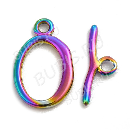 180-M Тоггл Овал  22*14мм и 19*7мм мультиколор (Хирургическая сталь)