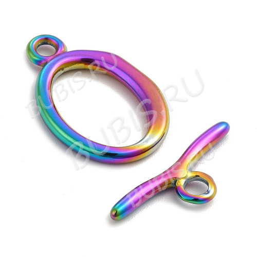 180-M Тоггл Овал  22*14мм и 19*7мм мультиколор (Хирургическая сталь)