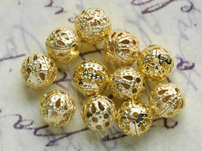 (Бусина ажурная 01 "Шарик" 6мм золотистый (Iron) (20шт.)