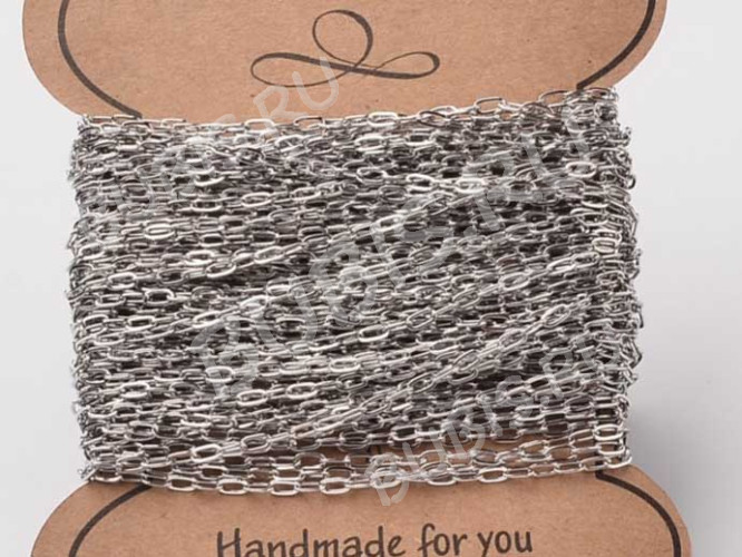 Цепочка S54 Ювелирная сталь с плоским звеном 4,5*2,5*0,5мм цвет платины (Хирургическая сталь) (50см)