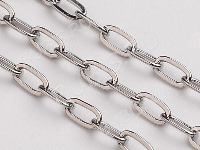 Цепочка S54 Ювелирная сталь с плоским звеном 4,5*2,5*0,5мм цвет платины (Хирургическая сталь) (50см)
