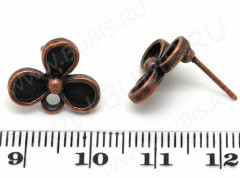 Пуссеты (&quot;гвоздики&quot;) №046 цветочек 14,5*14*12мм античная медь (литьё) (1 пара)