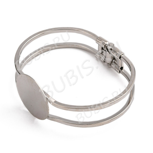 Основа (заготовка) для браслета №63 66*54*13мм с площадкой 25мм цвет платины (Brass)