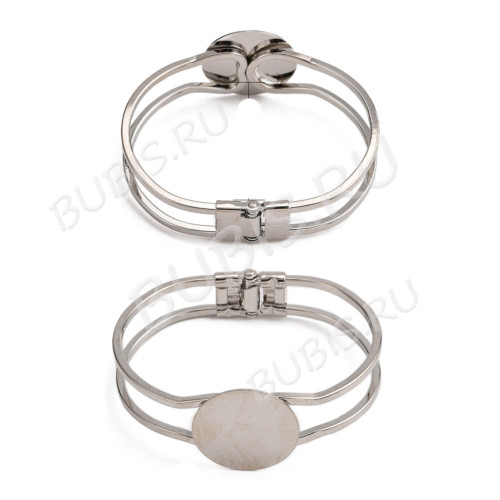 Основа (заготовка) для браслета №63 66*54*13мм с площадкой 25мм цвет платины (Brass)