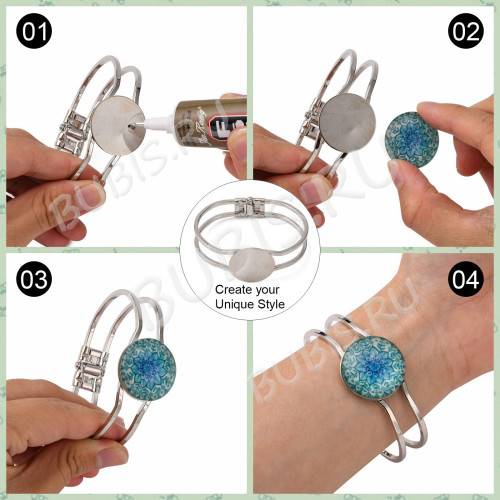 Основа (заготовка) для браслета №63 66*54*13мм с площадкой 25мм цвет платины (Brass)