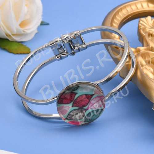 Основа (заготовка) для браслета №63 66*54*13мм с площадкой 25мм цвет платины (Brass)