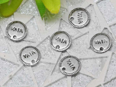 (СКИДКИ!!!) Подвеска Жетон 09 двусторонняя Круглый &quot;Viva&quot; 10*10*0,9мм античное серебро (литьё) (10шт.)