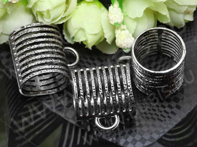 Бусина с петлёй 056 Бейл для платка 29*26*23мм античное серебро (литьё)