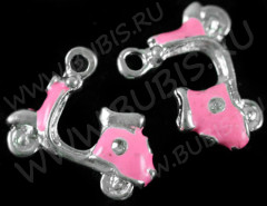 Подвеска Мопед 02 3D состразами 19*15*4,5мм розовый (цветные подвески)