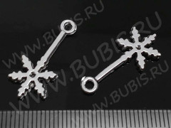 (СКИДКИ!!!) Подвеска Снежинка 24 24,5*10,5*2мм античное серебро (литьё) (10шт.)