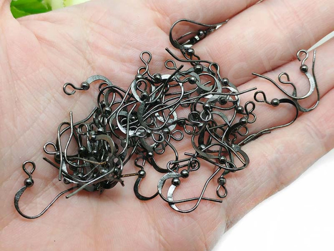 Швензы-крючки №017 с шариком 16*16мм чёрный никель (Brass) (1 пара)