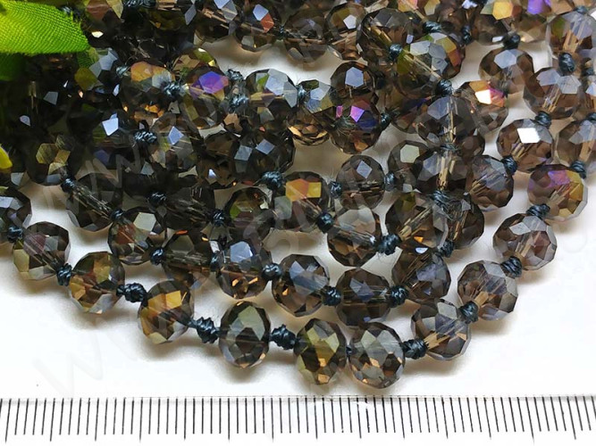 (СКИДКИ!!!) Бусина Абакус гранёный 8*8*5,5мм Хрусталь раухтопаз с АВ прозрачный (имитация Сваровски) (10шт.)