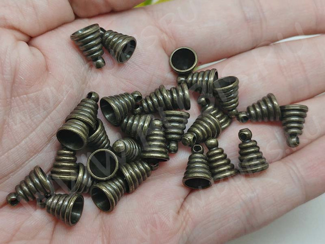 Концевик 064 шапочка подвеска 11*8*8мм античная бронза (Brass)