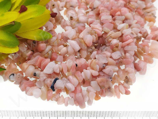 Крошка (галтовка) каменная 195 4-9мм Опал розовый натуральный (камни) (нить 42-44см)