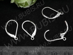 Швензы с французским замком №51 крабики посеребрённые с пробой 16*10*2мм серебристые (Sterling Silver plated) (1 пара)