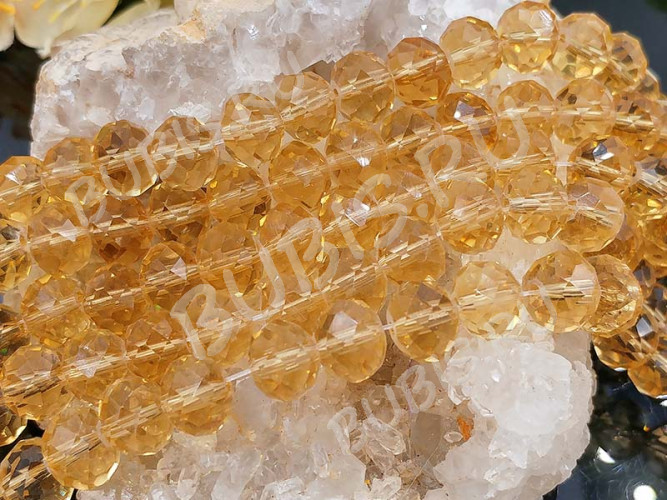 (ОПТ) Бусина кристалл Абакус гранёный 10*10*7,5мм золотистый прозрачный (имитация Сваровски) (НИТЬ)