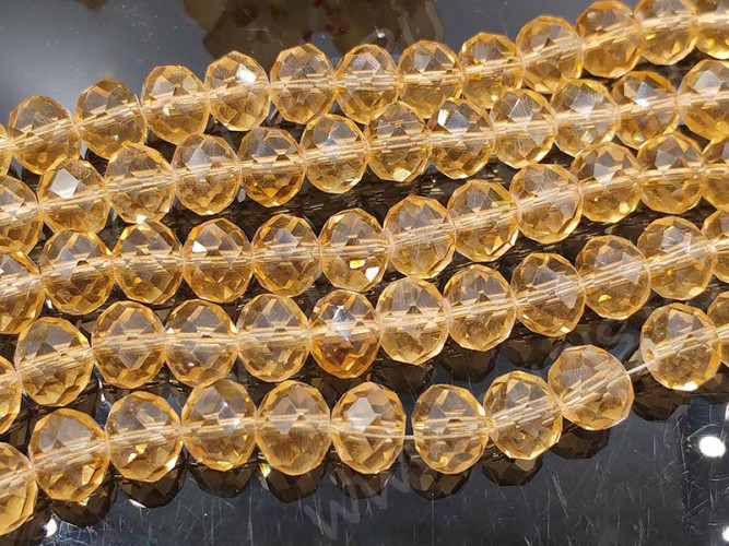 (ОПТ) Бусина кристалл Абакус гранёный 10*10*7,5мм золотистый прозрачный (имитация Сваровски) (НИТЬ)