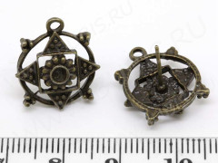 Пуссеты (&quot;гвоздики&quot;) №076 14,5*14*11,5мм античная бронза (литьё) (1 пара)