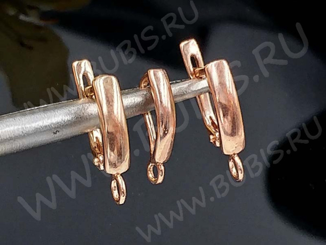 Швензы с английским замком №112 Полоска 18*12*3мм комплект с бейлом 15*6,5*2,5мм розовое золото (Brass с позолотой) (1 комплект)